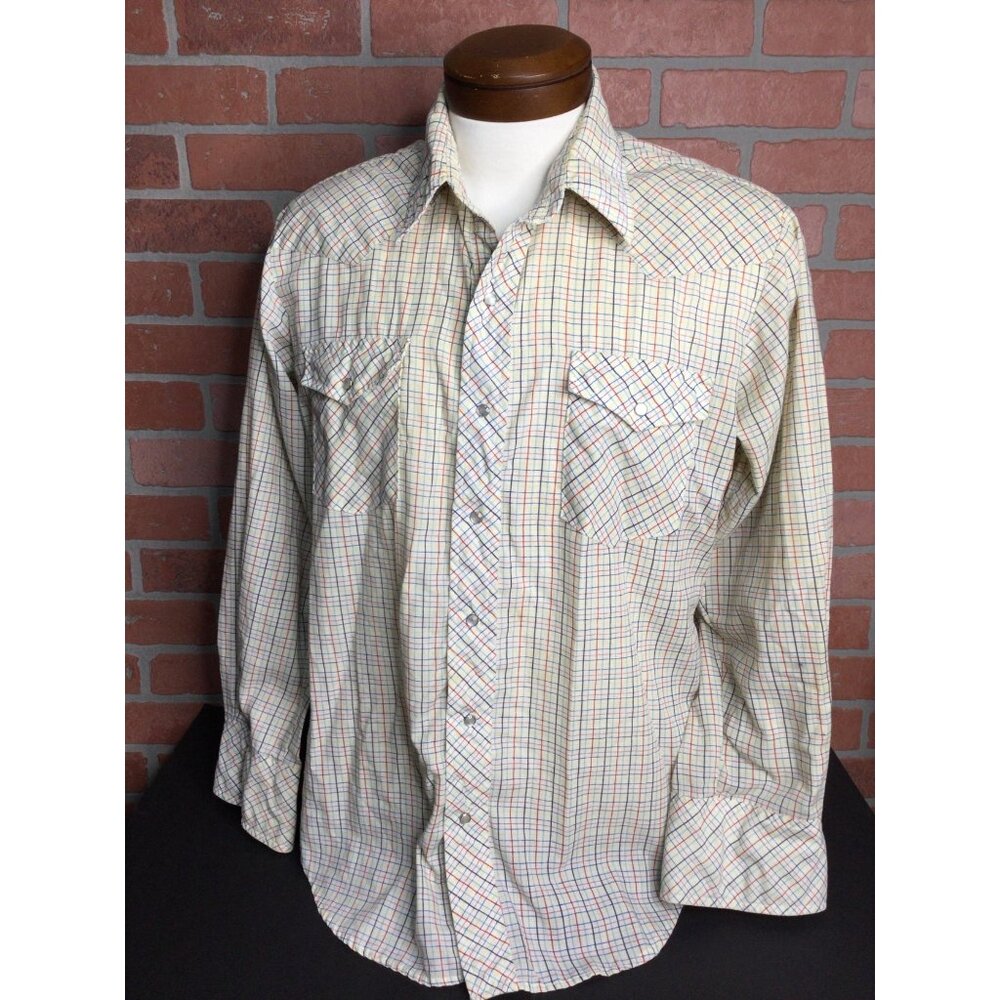 Vintage mens Western Style Shirt Pearl Snap Westwood long sleeve pointed collar
